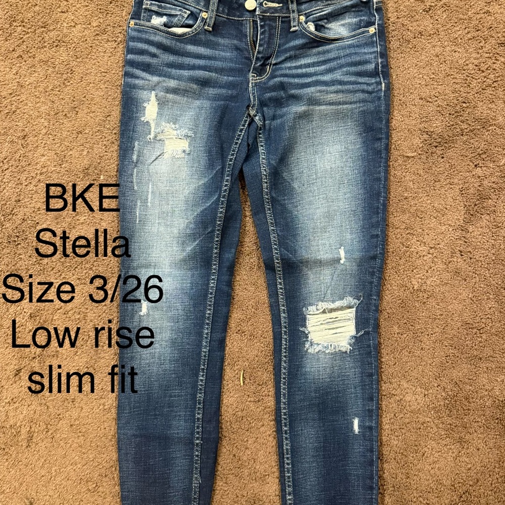 BKE Stella Women's Distressed Blue Skinny Jeans